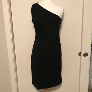 Banana Republic one shoulder black cocktail dress